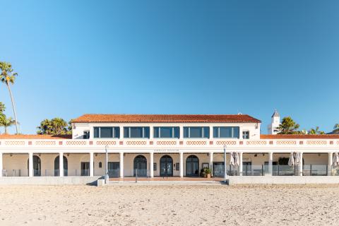 Photo of the Cabrillo Pavilion from the East Beach sand